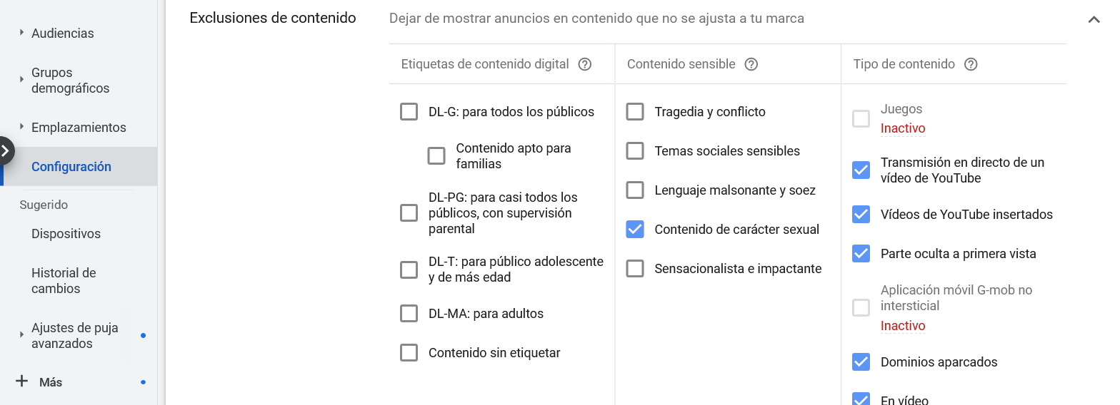 Las exclusiones de contenido de Google Ads: ¿Dónde salen tus anuncios?